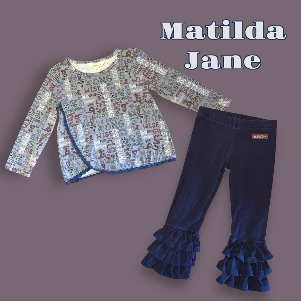 Matilda Jane Floral Dress and Polka Dot Leggings Set